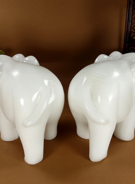 天然阿富汗白玉大象摆饰招财客厅玄关吸水象商铺开业送礼家居饰品