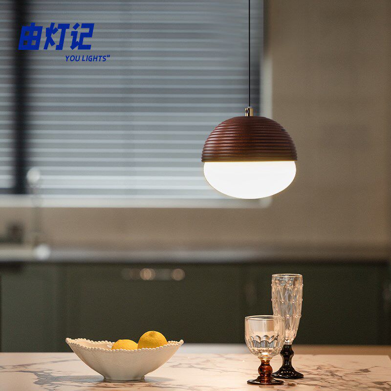 由灯记中古风卧室床头吊灯可升降复古侘寂风实木吧台衣帽间小吊灯,淘宝优惠券,粉丝福利购,淘宝优惠卷