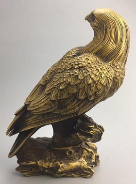 仿古铜器铜雄鹰黄铜老鹰家居客厅摆件古玩收藏黄铜鹰工艺品