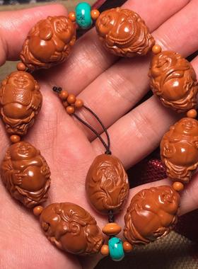 新款橄榄核手串现货老油核文玩手串手链苏工雕长串橄榄核手串