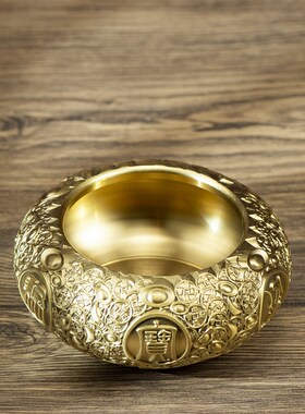 小铜记黄铜十二生肖聚宝盆元宝米缸摆件浮雕中式家居饰品送礼佳品