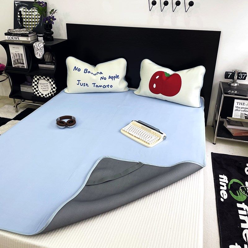 花田小汐 红番茄 数码印花夏季冰丝凉席三件套可折叠水洗空调软席,淘宝优惠券,粉丝福利购,淘宝优惠卷