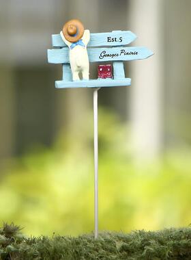 小清新韩版创意小狗路标鞋子苔藓多肉花插插件道具 拍摄道具