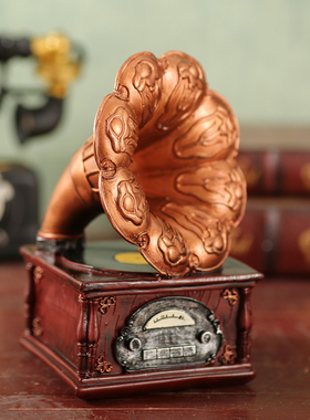 复古留声机摆件欧式家居客厅装饰品模型道具创意工艺品橱窗摆设