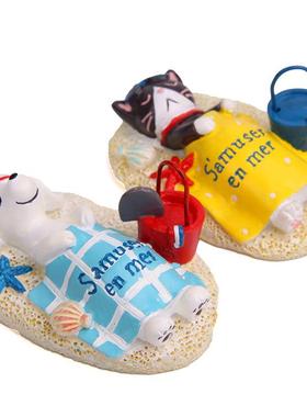 小清新韩版创意小狗猫咪沙滩水桶园艺多肉花插插件道具 拍摄道具