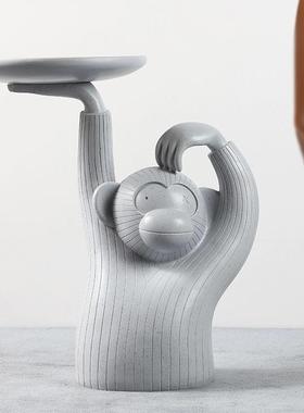 现代简约创意小户型客厅沙发边几猴子茶几托盘落地装饰摆件可移动