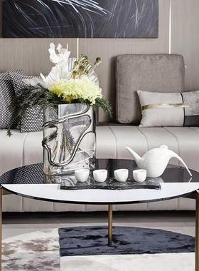 透明描金玻璃花器摆件样板房售楼部卧室书房客厅餐厅桌面软装饰品