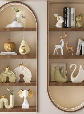 酒柜客厅2025新款摆件高级感艺术新居软装展示架装饰品