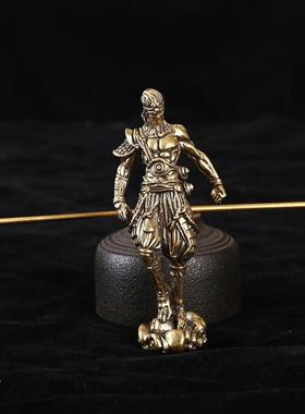 创意实心黄铜斗战胜佛齐天大圣摆件桌面茶宠文镇纸摆饰金箍棒可拆