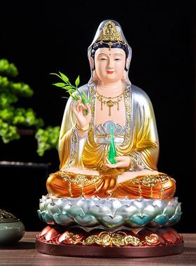 观音树脂佛像摆件彩绘贴金观世音菩萨神像12寸16寸19寸26寸