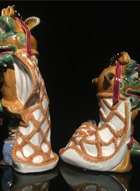 石湾公仔陶瓷摆件创意工艺品客厅玄关摆设开业礼品黄飞鸿舞狮醒狮