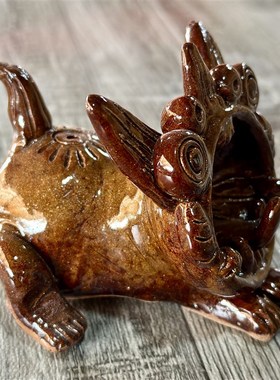 瓦猫云南手工陶瓷猫倒流香摆件猫创意礼品开业小摆件卧式瓦猫