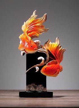 中式锦鲤鱼摆件客厅玄关桌面工艺品家居饰品餐边柜摆设创意软装饰