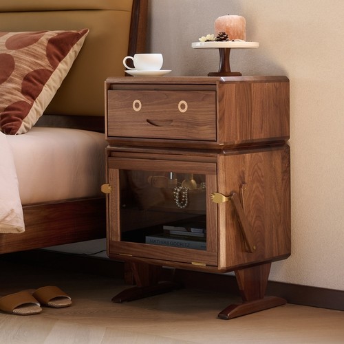 青春潮机器人斗柜儿童房床头柜家用沙发侧边柜童趣家俱黑胡桃木 - 图2