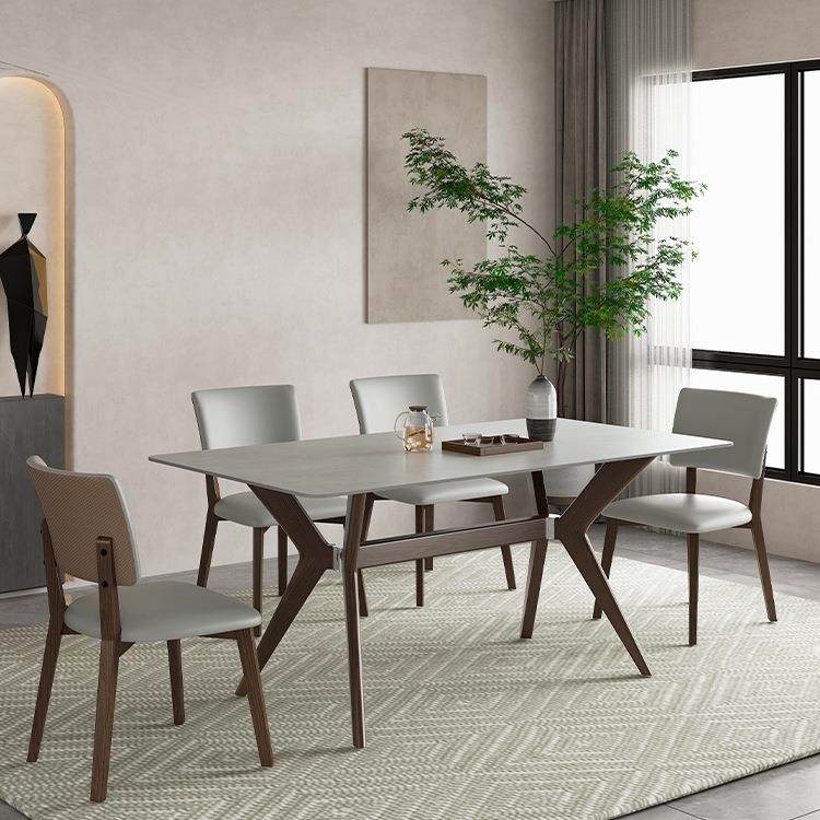 意大利进口灰色岩板餐桌极简轻奢实木长方形家用小户型餐桌椅组合,淘宝优惠券,粉丝福利购,淘宝优惠卷