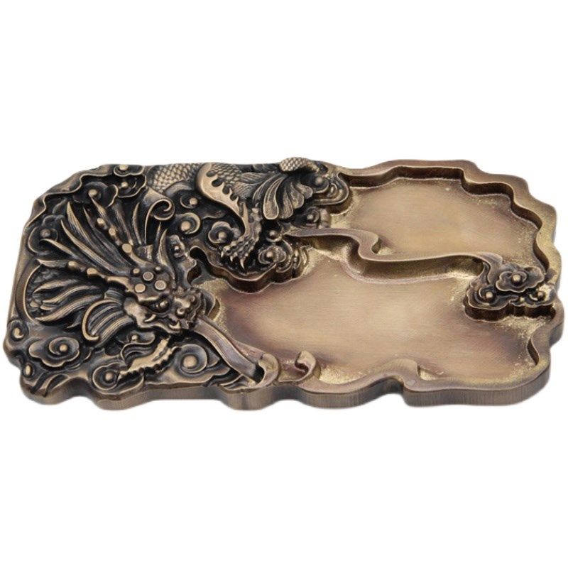 琢悦黄铜砚台古风文房四宝高端摆件国画书法用品铜笔洗雕刻墨盘,淘宝优惠券,粉丝福利购,淘宝优惠卷