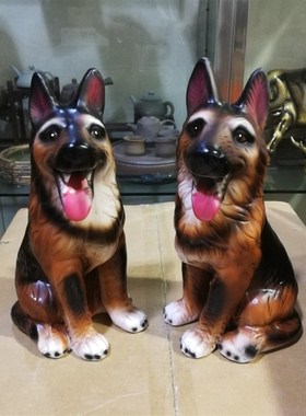 大号陶瓷生肖狗现代中式摆件工艺品仿真生肖狼狗客厅送礼礼品旺财