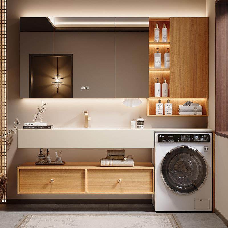 定制岩板陶瓷无缝热弯一体盆浴室柜组合卫生间洗衣机洗手台洗脸盆,淘宝优惠券,粉丝福利购,淘宝优惠卷