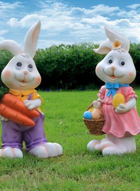 仿真动物雕塑幼儿园卡通兔子摆件农家乐农场院子别墅花园庭院装饰
