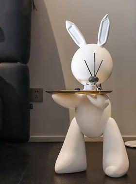 大型落地机器兔子树脂创意摆件家居客厅工艺品玄关钥匙收纳装饰品