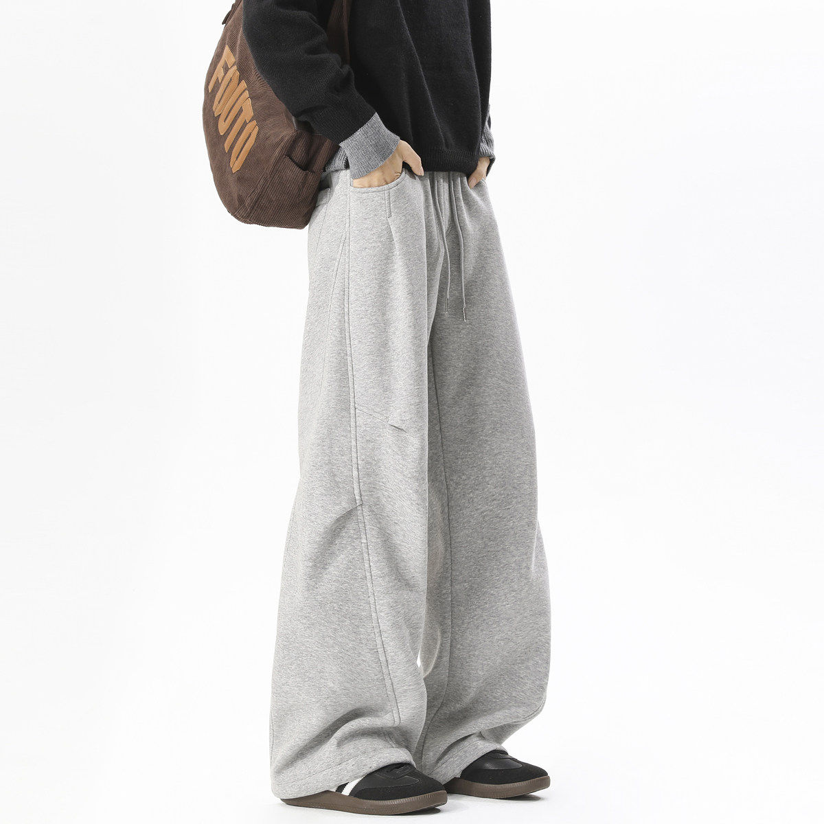 美式复古卫裤男做旧解构阔腿褶皱重磅廊形设计感弯刀垂感运动裤子,淘宝优惠券,粉丝福利购,淘宝优惠卷