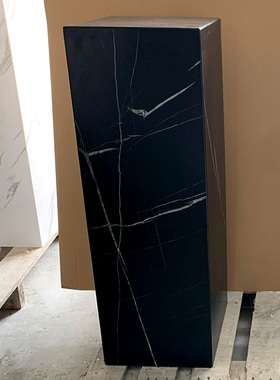 黑罗兰大理石岩板石立柱工艺品底座装饰柱坐墩雕塑雕像摆台摆件柱