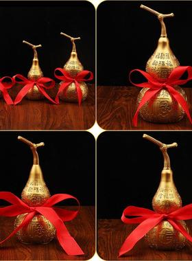 新款黄铜百福葫芦创意家居茶几电视柜摆件沙金金属工艺品铜器摆件