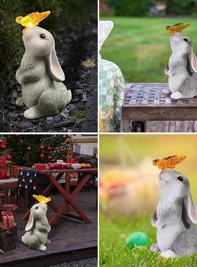 太阳能灯户外动物灯兔子蝴蝶灯别墅室外阳台花园创意园林树脂摆件