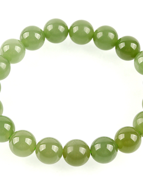 欧说珠宝青白玉圆珠手串晴水绿