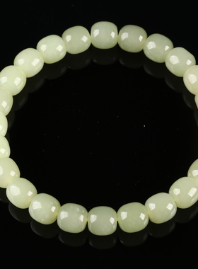 欧说珠宝青白玉和田玉枣型手串