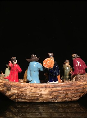 石湾公仔八仙过海陶瓷摆件创意客厅电视柜博古架摆设家居装饰礼品