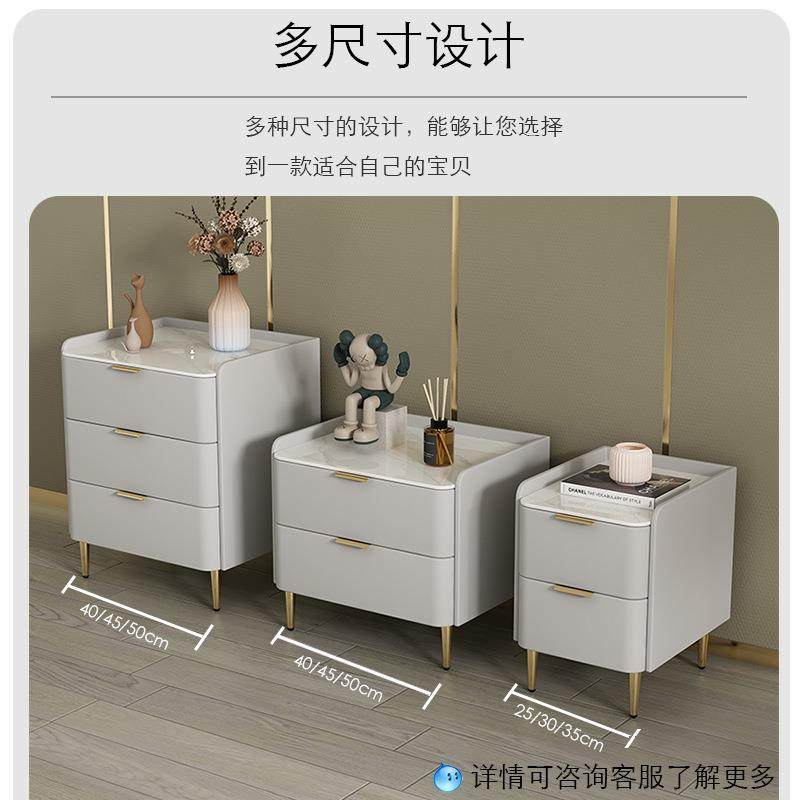 南康家具实木床头柜奶油风现代简约轻奢皮质卧室床边岩板置物柜,淘宝优惠券,粉丝福利购,淘宝优惠卷