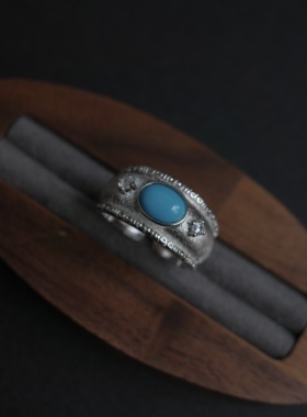 ZeroKo vintage重工绿松石中古风钻戒戒指小众设计感食指新年礼物