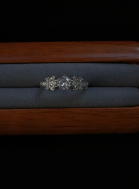 ZeroKo vintage中古月桂枝钻戒中古小众设计钻石戒指女食指戒