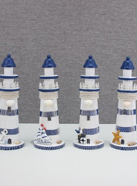 地中海风格灯塔桌面摆件海洋风电视柜酒柜玄关摆设木塔摆台装饰品