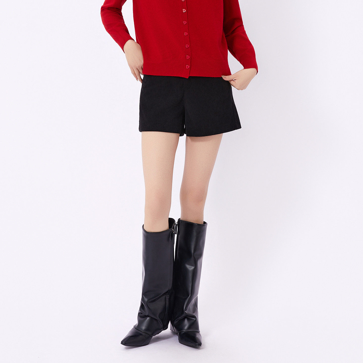 芭依璐2026春装新款休闲短裤子直筒高级感高腰复古灯芯绒条纹女装,淘宝优惠券,粉丝福利购,淘宝优惠卷