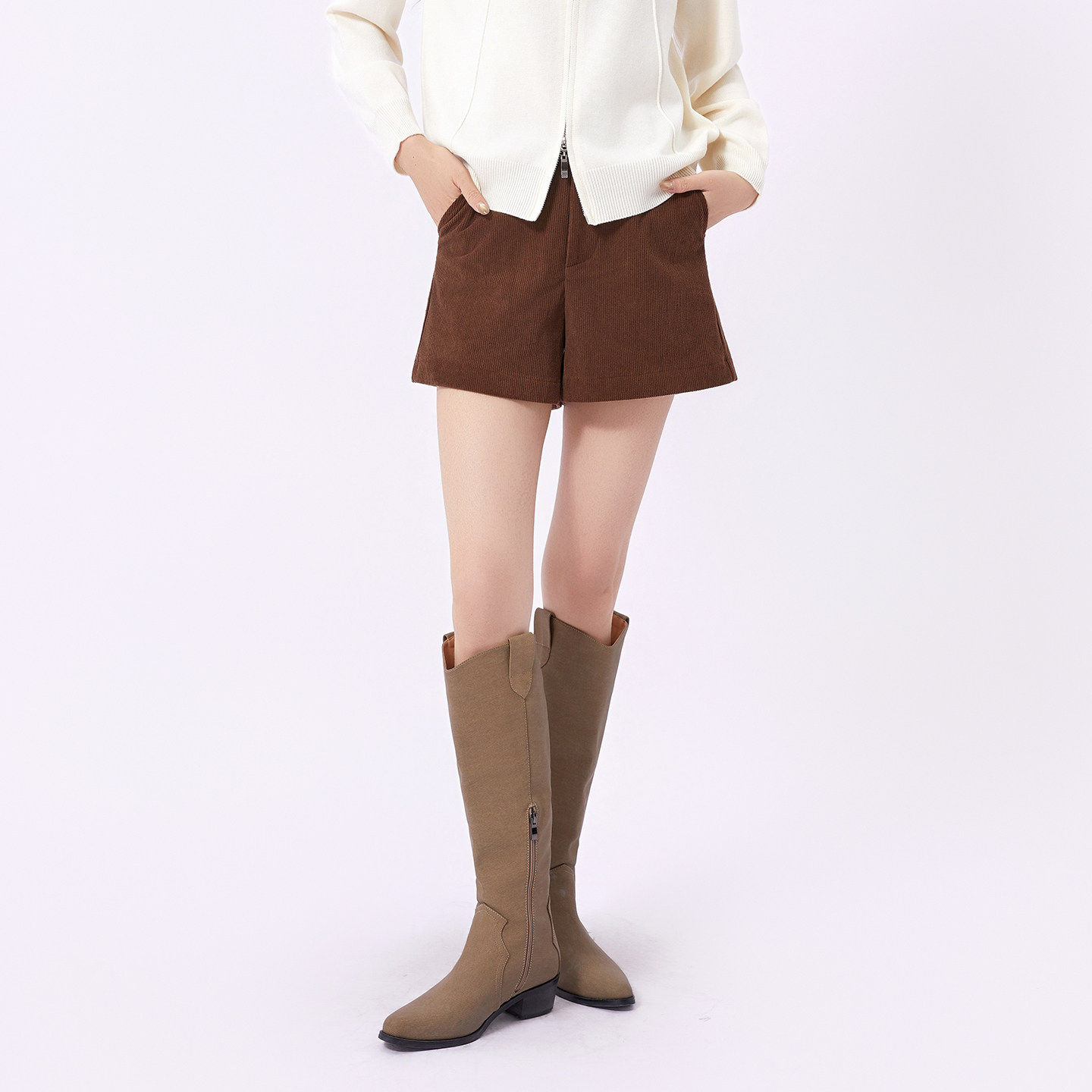 芭依璐2026春装新款休闲短裤子直筒高级感高腰复古灯芯绒条纹女装,淘宝优惠券,粉丝福利购,淘宝优惠卷