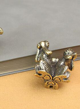 实心铜三不猴摆件铜猴子不看不说不听镇纸茶宠家居饰品黄铜办公室