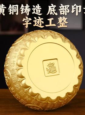 纯黄铜家居桌面客厅创意百福铜缸聚宝盆摆件招聚财福桶摆件