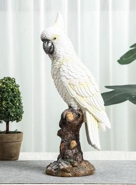 北欧仿真鹦鹉摆件创意树脂小鸟模型花园客厅玄关书柜桌面装饰摆设