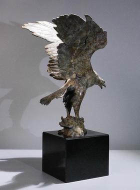 铜艺坊大展宏图老鹰黄铜摆件样板间铜摆件企业商务赠送礼铜摆件