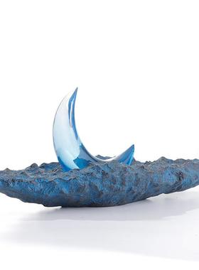 梵茜新中式创意小船摆件样酒店展厅板房客厅中式小舟软装高档摆件