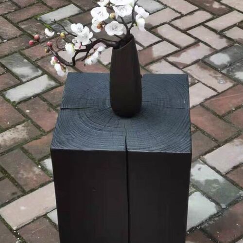方形碳化木墩矮凳原木摆件组合茶几实木墩子花架树桩个性圆形柱子 - 图1