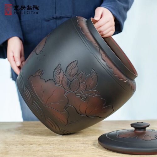 水桶家用储水罐陶瓷家用老式水缸带盖茶台泡茶抽水养水净水桶 - 图1