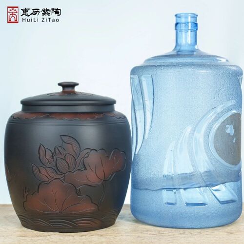 水桶家用储水罐陶瓷家用老式水缸带盖茶台泡茶抽水养水净水桶 - 图2