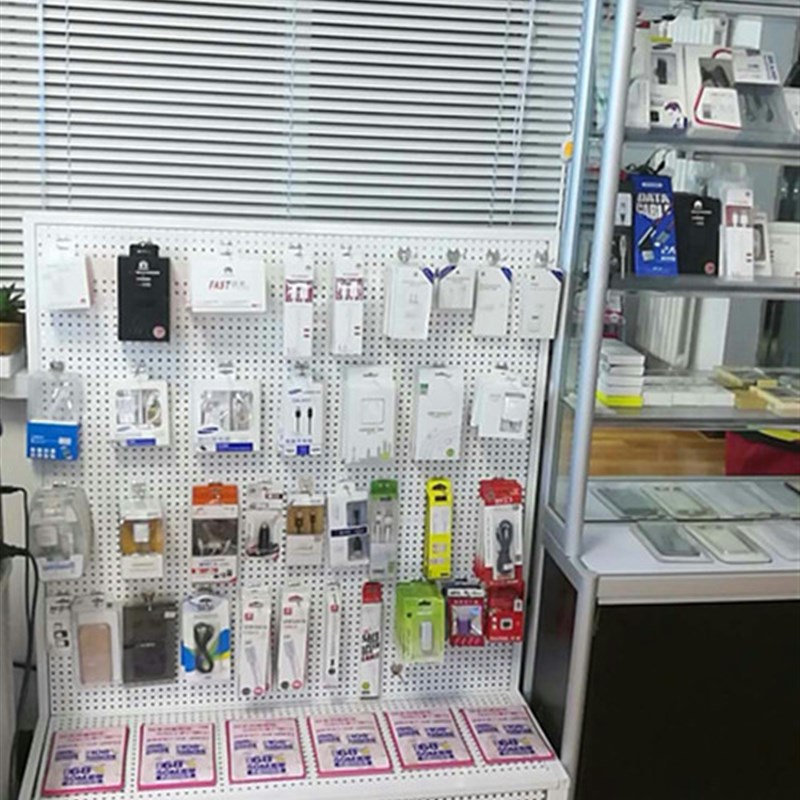 Milk white hole board shelf floor hardware tools jewelry product rack exhibition mall hypermarket display rack hook
