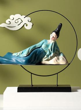 新中式只此青绿艺术古风摆件创意酒柜电视柜办公室客厅装饰品国潮