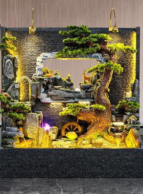 大型假山流水幕墙喷泉加湿器风水轮鱼缸客厅阳台庭院店铺开业摆件