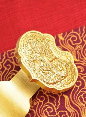 宏达 全黄铜雕刻龙凤如意算盘 玄关摆件铜算盘