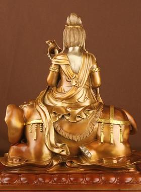 杨铜记 铜文殊普贤 彩绘文殊菩萨 彩绘普贤菩萨 贴金 文殊普贤